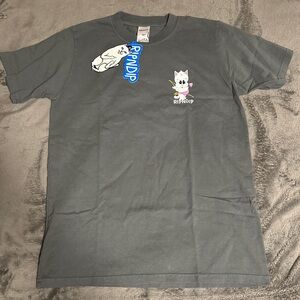RIPNDIP Gray Cat Graphic T-Shirt New Size M